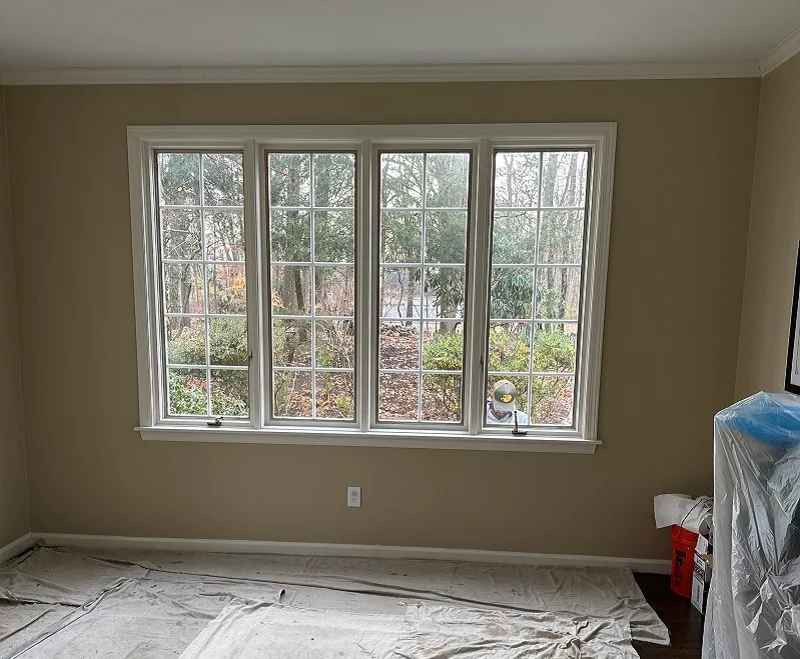 Double hung windows being removed